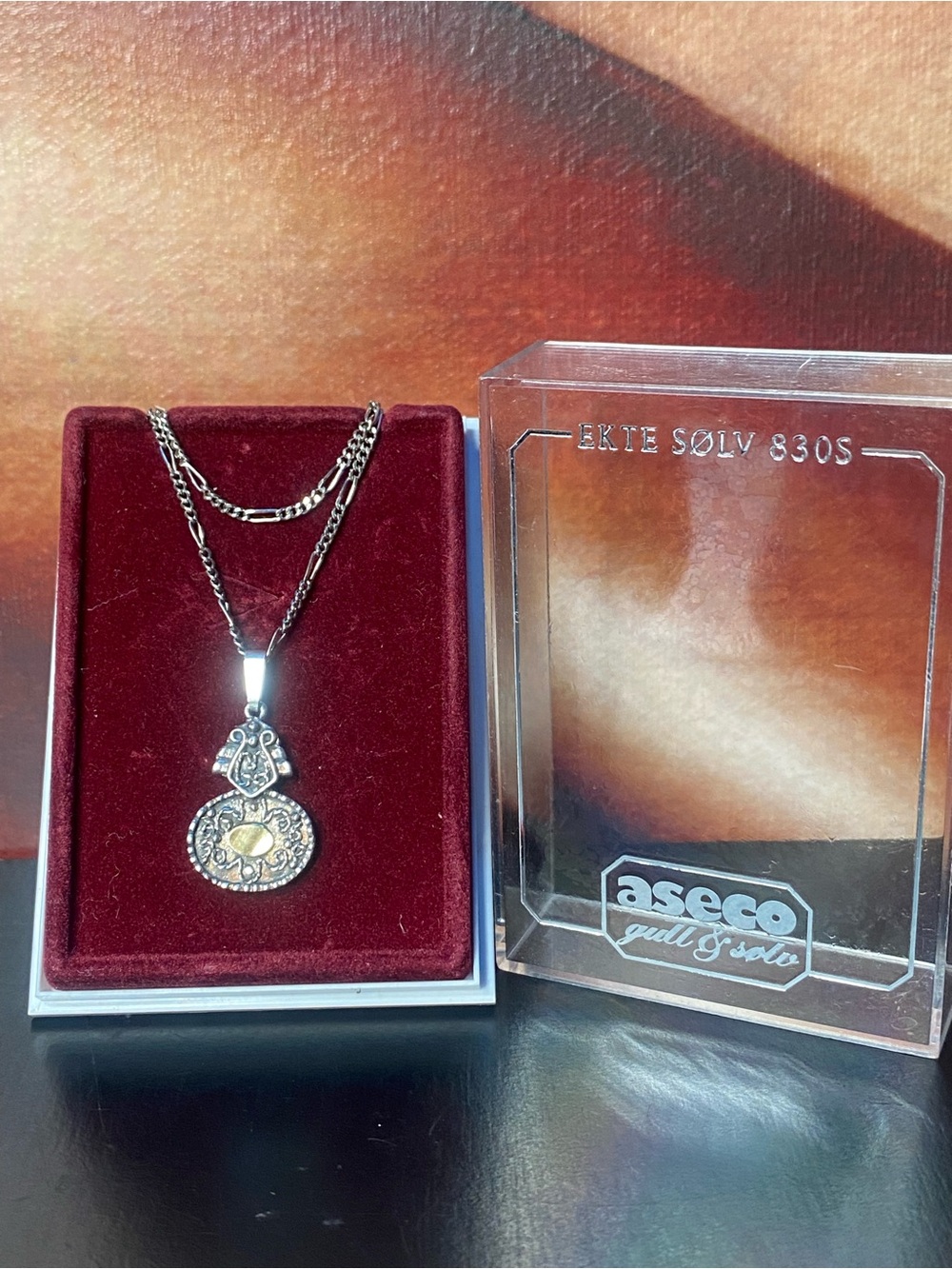 Vintage Silver 925 Pendant Necklace With Ornate Filigree Medallion Norway